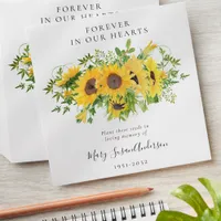 Sunflowers Seed Packet Memorial Funeral  Envelope