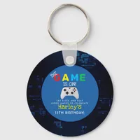 The Game Is On! Custom Photo Video Game Birthday Keychain