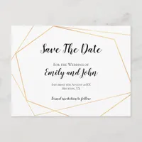 Elegant Simple Gold Geometric Frame/Save The Date Postcard