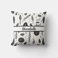 Boho Basics Black and White Throw Pillow