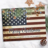 Vintage American Flag Patriotic Merry Christmas Holiday Postcard