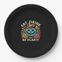 Eat Drink And Be Scary Halloween Party Funny Trend Paper Plates