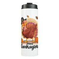 Happy Thanksgiving Typography Thermal Tumbler