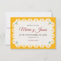 Papel Picado Yellow Nuestra Boda Spanish Wedding Save The Date