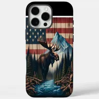 Bull Moose American Flag Art iPhone 16 Pro Max Case