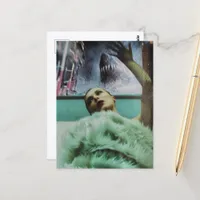 Surreal Woman and the Shark Watch Collage Postcard