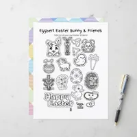 Eggbert Easter bunny and friends! Paper Sheet