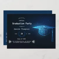 Blue and White Glow Virtual Graduation Party Invitation