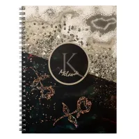 Girly Black Monogrammed Spiral Photo Notebook