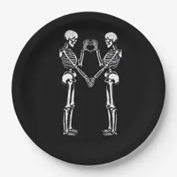 Skeleton Heart Hands Sign Halloween Costume Classi Paper Plates