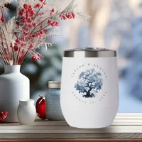 Porcelain-Inspired Chinoiserie Tree Motif ID1094 Thermal Wine Tumbler