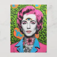 Lady with Pink Hair and a Third Eye Postcard