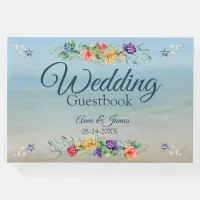 Watercolor Floral Beach Wedding Guest Book