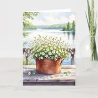 Happy Birthday | White Flowers in Copper pot Card