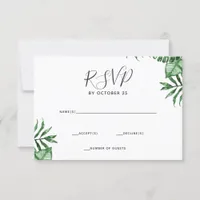 Rustic Tropical Nature Botanical Greenery Wedding RSVP Card