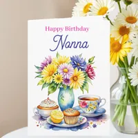 Happy Birthday Nonna | Flowers and Cupcakes Card