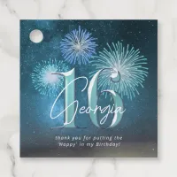 Fireworks Sweet 16 Teal ID984 Favor Tags