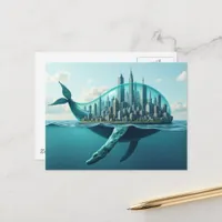 Fantasy Surreal Whale City Postcard