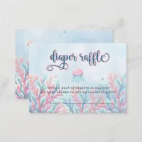 Coral Blue Under The Sea Marine Life Diaper Raffle Enclosure Card