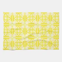 Yellow and White Mediterranean Style Tile Pattern Kitchen Towel