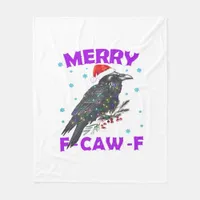 Funny Crow Christmas Classic Vintage Style Fleece Blanket