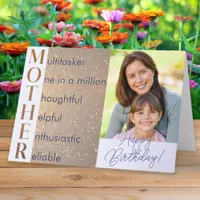 Elegant Custom Photo Acrostic Poem Mother Birthday Card