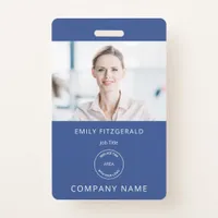 Minimalist Employee Photo ID Name Logo Blue Badge