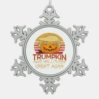 Trumpkin Halloween Funny Classic Snowflake Pewter Christmas Ornament