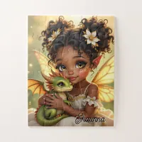 Cute Anime Fairy Girl and Chibi Dragon Jigsaw Puzzle