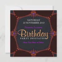 Fractal Nights Birthday Party Invitation