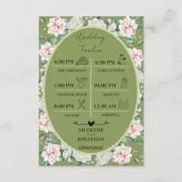 Elegant Floral Embrace Wedding Day Timeline Enclosure Card