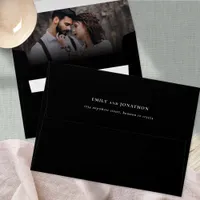 Photo Overlay Return Name Address Black Wedding Envelope