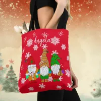 Personalized Christmas Bag with Cute Cartoon Gnome