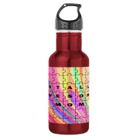 Totally Awesome Mom  Pink Swirl Puzzle Design Water Bottle