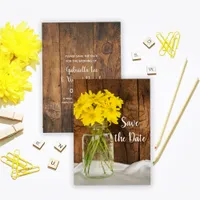 Mason Jar Daisies Barn Wedding Save the Date