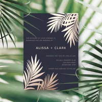 Modern Minimalist Elegant Palm Fronds Wedding Foil Invitation