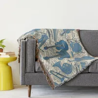 Sheet Music and Instruments Blue/Ivory ID481 Throw Blanket
