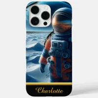 Astronaut in a vibrant orange suit iPhone 16 pro max case