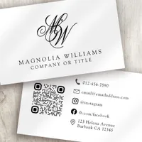 Monogram QR Code Minimalist Business Card