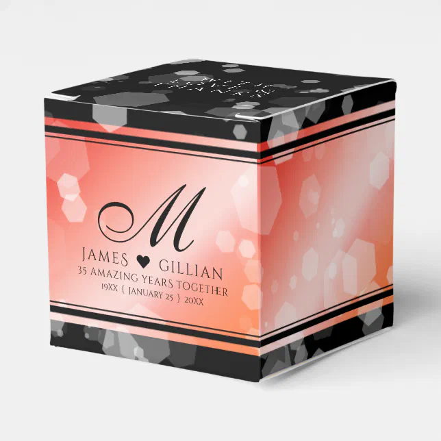 Elegant 35th Coral Wedding Anniversary Celebration Favor Boxes