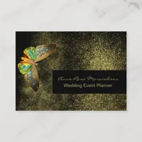 *~* Gold Glitter Gilded Butterfly Chic Girly Black Business Card