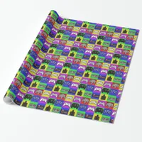 Gamer Rainbow Retro Pixel Controller Pattern Wrapping Paper