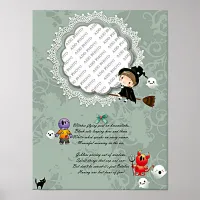 Photo Frame with Witch, Monsters, Ghost, Cat Poster