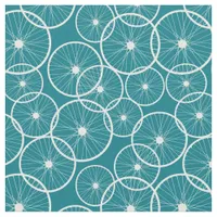 Bike Wheels Blue and White Pattern Fabric