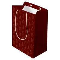 Abstract Sparkling Gold, Burgundy Christmas Tree Medium Gift Bag