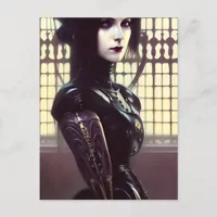 Gothic Girl Steampunk Different Colored Eyes Postcard