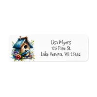 Pretty Watercolor Rustic Birdhouse and Bird Label