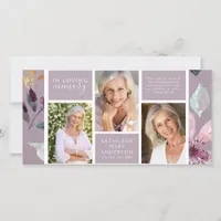 Lilac Floral Photo Collage Funeral Sympathy Thank You Card