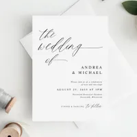 Modern White and Black Romantic Wedding Invitation