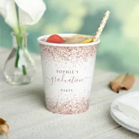 Rose Gold Glitter Name Graduation Party Paper Cups